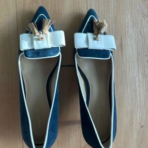 Ann Taylor suede tassel bow shoes.
